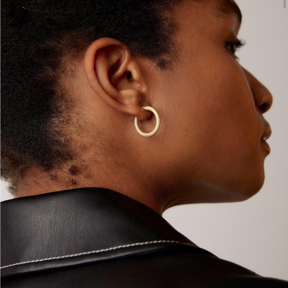 Roxanne First | “The Gold Snake Hoops” single hoop! as seen on Meghan Markle